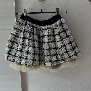 Chic Black and White Tweed Skirt